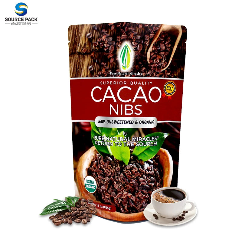 Resealable Aluminum Foil Cacao Powder Stand up Pouches Bag Zip Lock Coffee Bags Stand up Pouch