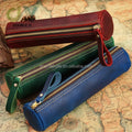Wholesale Retro First Layer Cowhide Crazy Horse Leather Handmade Student Stationery Storage Pencil Case