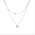 Wholesale Moonstone Love Heart Pendant Necklaces Romantic Double Layer Necklace Sweet Clavicle Chain Anniversary Gift