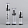 Custom logo Transparent Black Cap Cosmetic Airless Bottle 15ml 30ml 50ml Empty Plastic Serum Lotion Pump Bottle