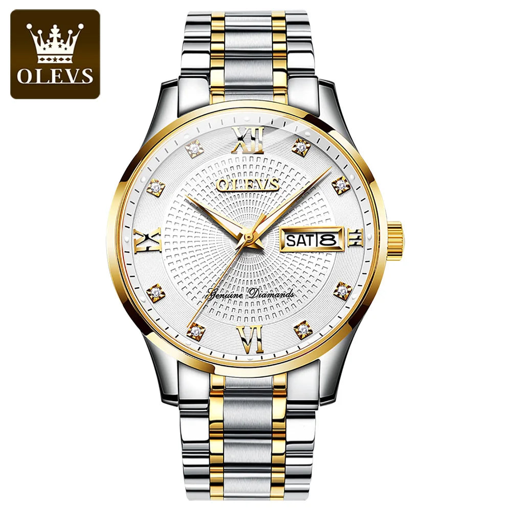 OLEVS 6603 Custom Oem Waterproof   Luxury Watch Stainless Steel Classic Relojes Gold Watch for Man Mechanical Wrist Watch