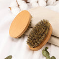 Wholesale Men's Boar Bristle Beard Brush New Natural Wooden Wood Color Anti-Static Cleaning Tool with Beech Wood Handle