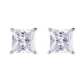 Hip Hop Trendy 925 Sterling Silver Square Princess Cut Moissanite Stud Earrings Rhodium Plated for Men Women Anniversary Gift