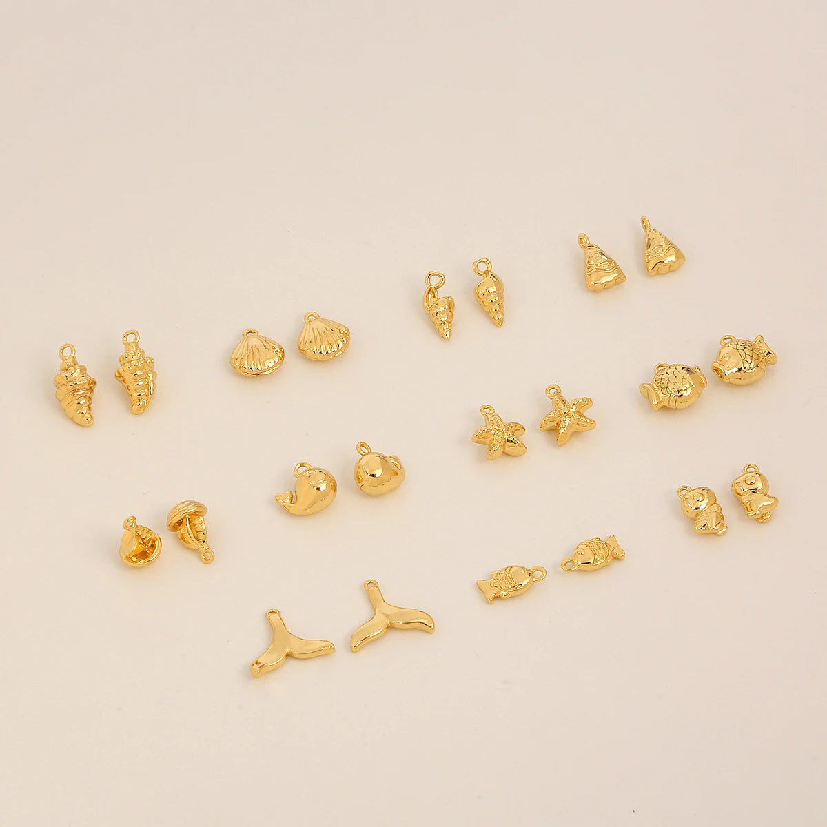 18K Gold Plated Brass Cute Children's Pendants Little Sea Monster Whale Starfish Charms Beach Marine Organism Jewelry Making