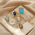Luxury Fashion Creative Unique Design Vintage Copper Baroque Resizable Natural Pearl Crystals Sudan Stone Stud Earrings