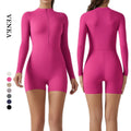 New Arrival Women's Yoga Jumpsuit Breathable Quick-Dry Nylon Spandex Anti-Bacterial Solid Color 7 Colors Zipper Long Sleeve