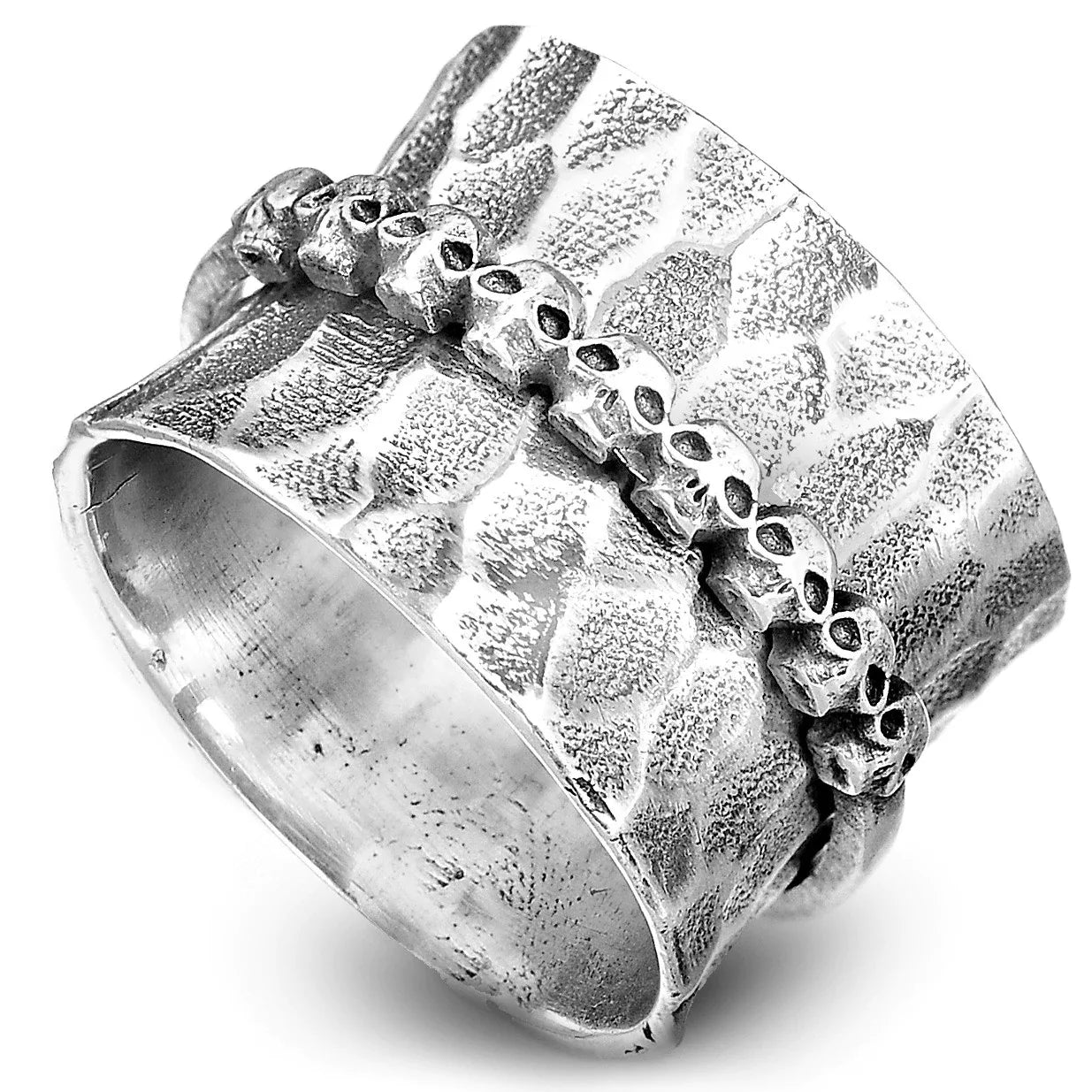Rotating Skull Shape Chunky Fidget Ring for Men Women Rotatable Hoop Stress Relief Finger Ring Trend Chunky Silver Skull Rings