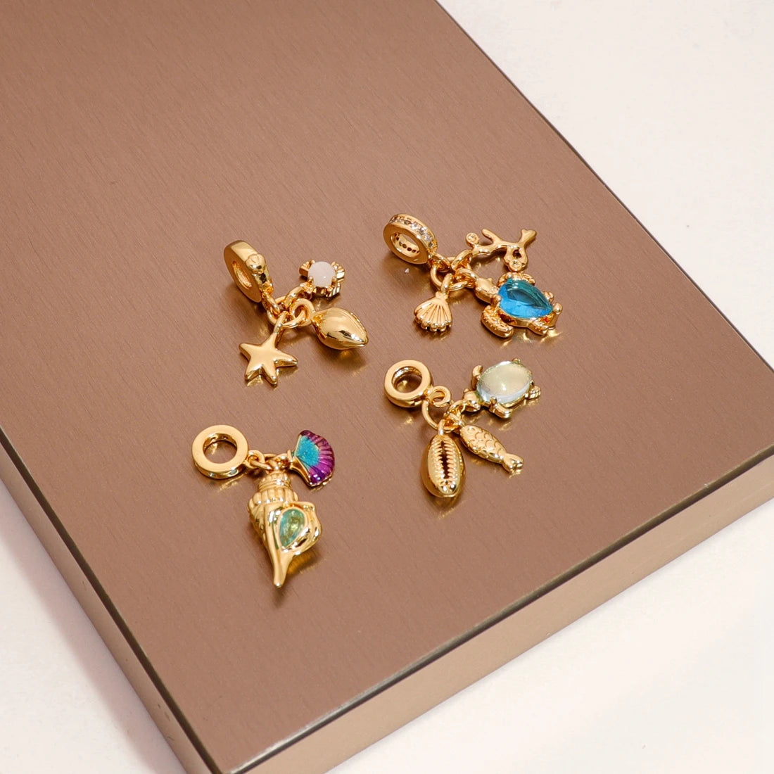 18K Gold Plated Animal Fruit Shell Metal Enamel Charms Cute Copper Pendants for Women's Bracelets & Necklace Jewelry Making MegaBDM