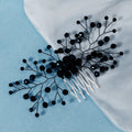 Hot Sale Bridal Handmade Beaded Black Crystal Hair Side Comb Headpieces Wedding Dress Hair Accessories