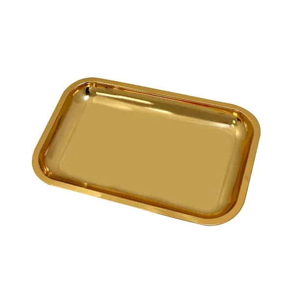 Luxury Shine Gold Metal Rolling Tray for Smoking Tin Serving Tray