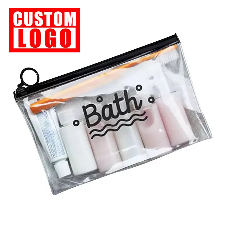 Custom Logo Organizador De Maquillaje PVC Clear Zipper Skin Care Cosmetics Organizer Portable Travel Makeup Bag Toiletry Bags
