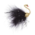 Luxury Charm Corsage Coat Accessories Black White Fluffy Feather Animal Pearl Brooch Pins Jewelry for Women
