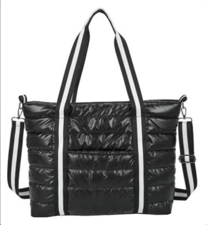 Large Women's Casual Puffer Tote Bag with Zipper Closure Embroidery & Custom Logo-Fashion Design