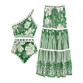 2025 New French Retro Split Bikini Three-piece Women's Swimsuit Sexy One-shoulder Tulle Skirt Swimsuit Set