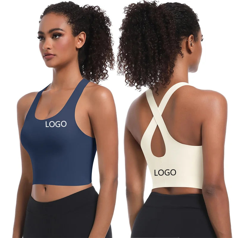 Cross Back Fitness Top High Stretch Women's Yoga Sports Bra Breathable Padded Running Bra Gym Pilates Women Bra MegaBDM
