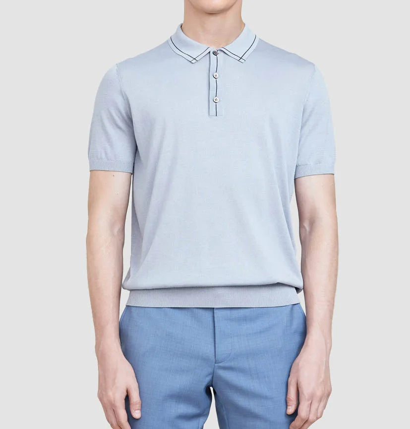 Formal Design Business Man Shirt Polo Neck Knitted Top Sweater Summer Formal Plain Polo Sweater for Men