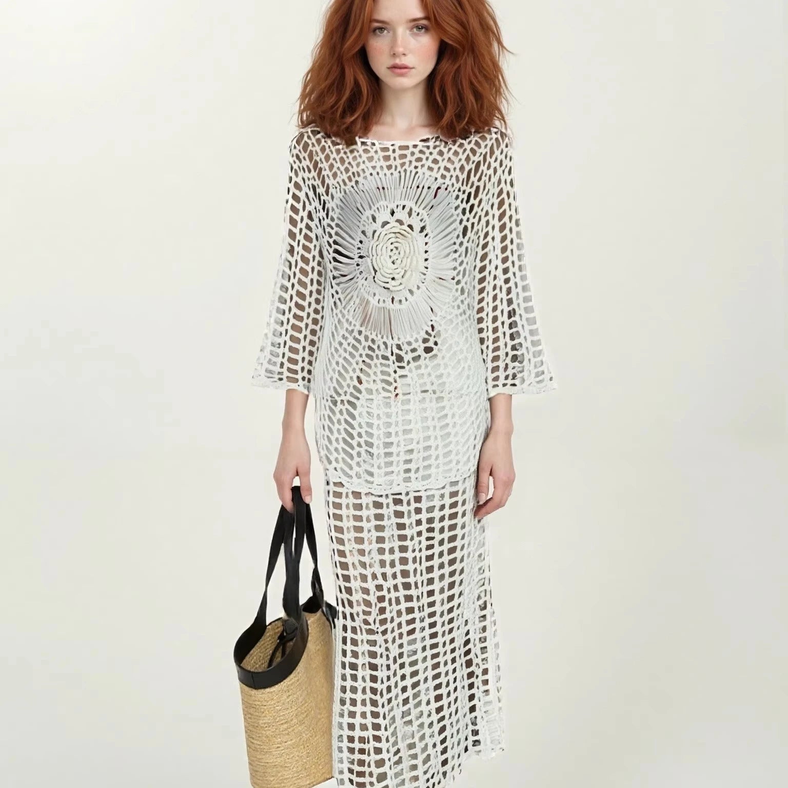 Custom Crochet Dresses Hollow Out One Piece Beach Cover Ups Beachwear Sexy Knitted Women Beachdress Swimsuit