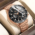 NIBOSI 2592 Stainless Steel Band Quartz Watches Fashion Design Luminous 6 Hands Men Wristwatch