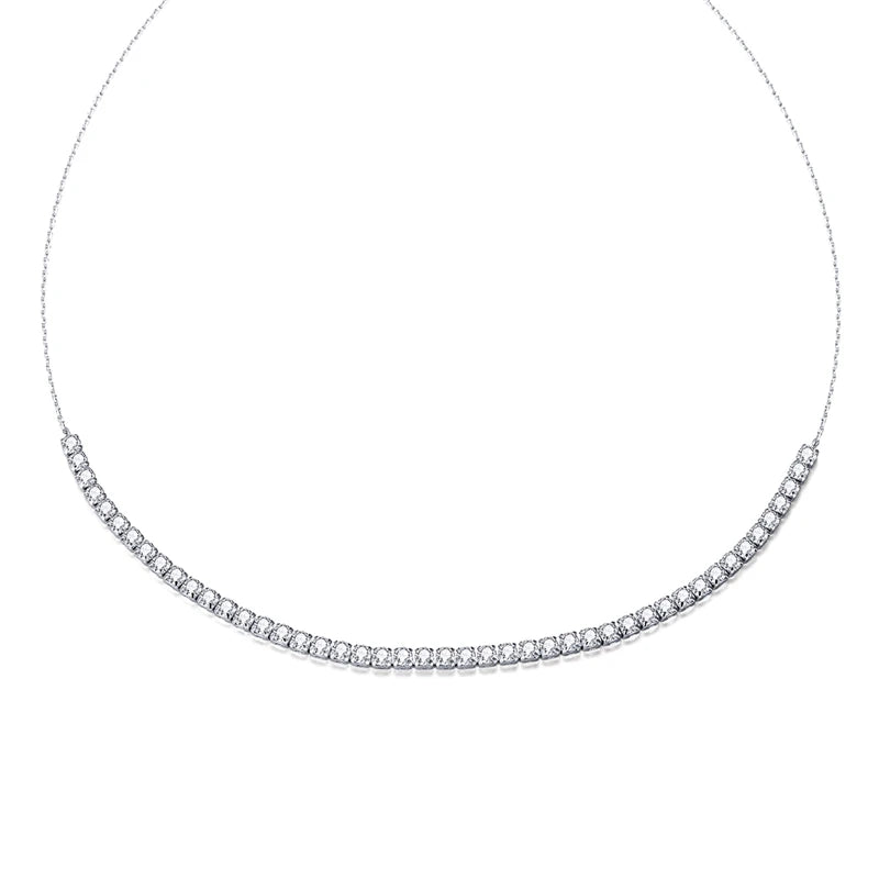 Wholesale 925 Silver Zirconia Tennis Necklace Adjustable Chain Minimalist Sterling Silver Jewelry for Women Minimalist Gift
