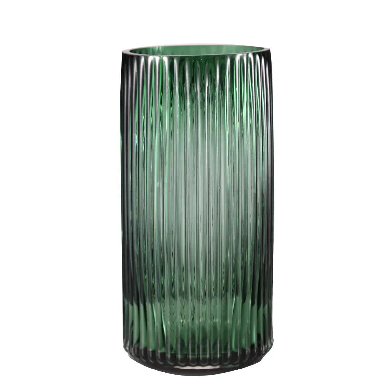 Light Luxury Modern Design Multi-Color Vertical Strip Glass Vase for Living Room and Kitchen Tabletop Decoration Transparent