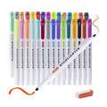 Waterproof Fluency Double Head Outline Multicolor Art Marker Pen / Round and Oblique Toe Highlighter Art Markers for Drawing