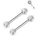 Trendy 14G Titanium Unisex Nipple Barbell Ring Zircon Push Pin Threadless Cubic Zirconia Wedding Punk Piercing Body Jewelry