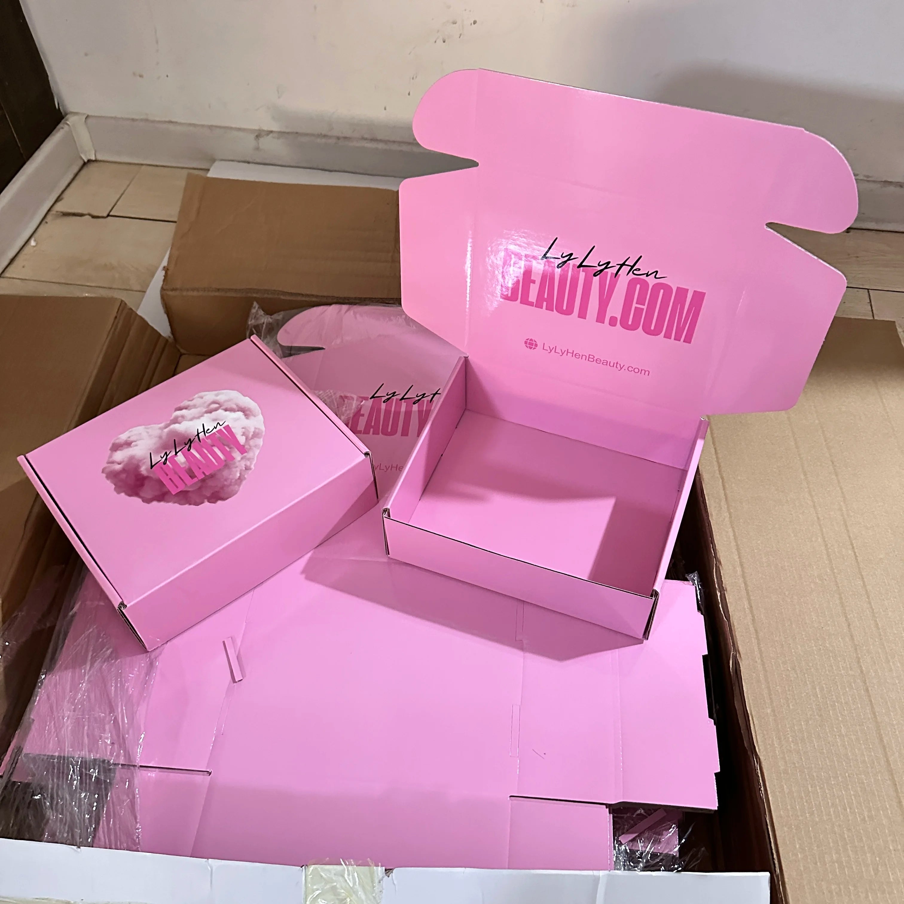 Wholesale Custom  Logo Pink Paper Boxes Cosmetic Corrugated Paper Boxes and Shipping Box