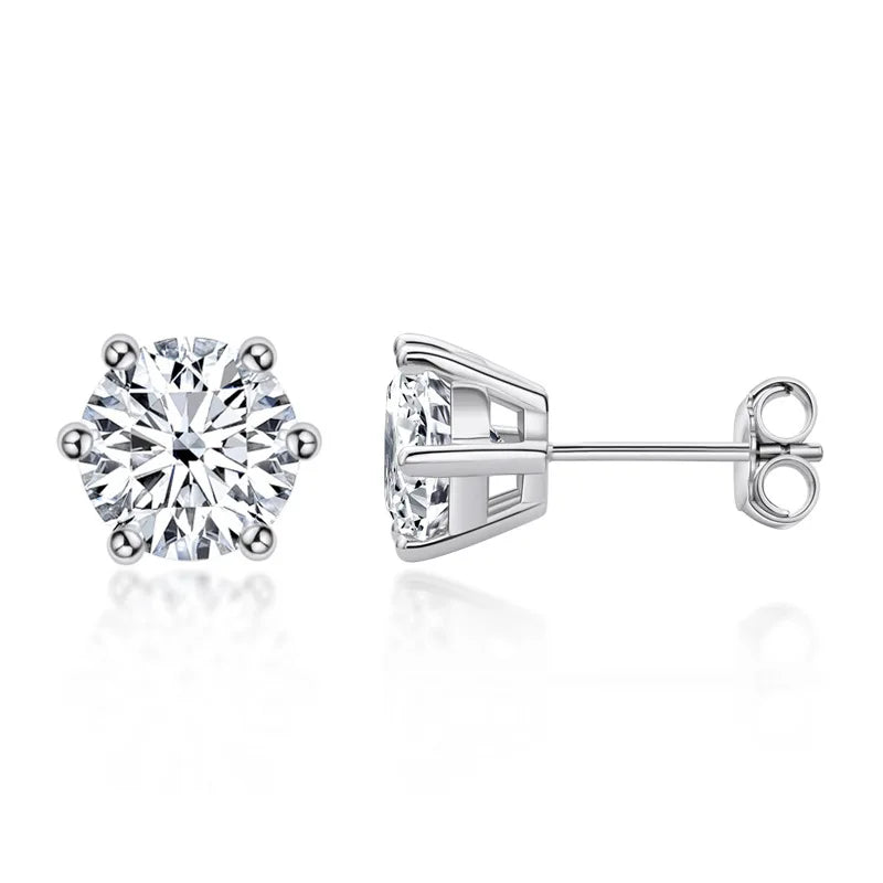 0.1-3ct Moissanite Earrings 925 Sterling Silver Gold Plated Claw Studs D Color VVS Diamond for Men Women GRA Luxury Jewelry