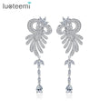 LUOTEEMI Hanging Wedding Earing Woman Jewelry Luxury Dangle Charm Big Zircon Large Fashion Earrings