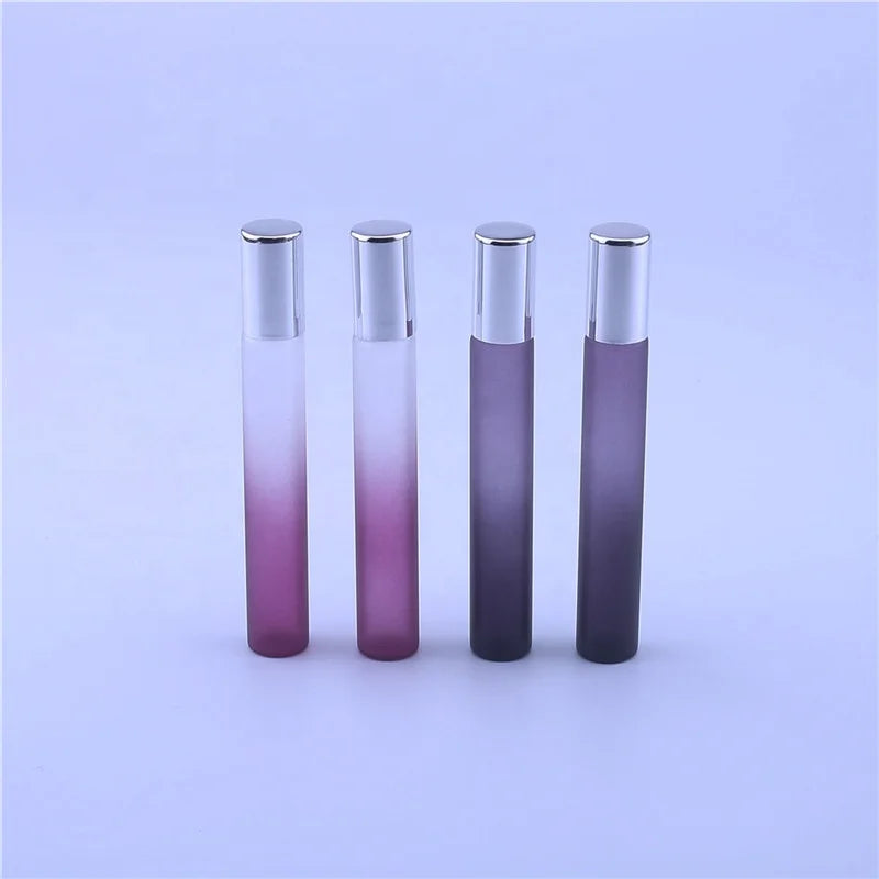 Empty Essential Oil Use10ml Gradient Cosmetic Packaging Glass Roll on Bottle with Silver Lid