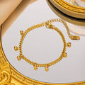 Minimalist Jewelry 18K Gold Plated Stainless Steel Chain Bead Tassel Bracelet for Women Little Bead Charm Link Bracelets
