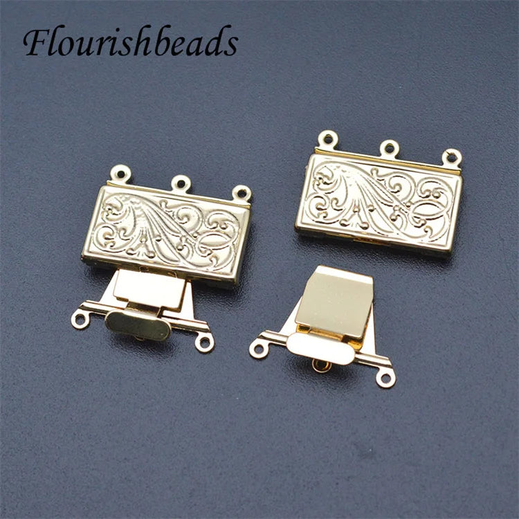 High Quality Anti Fading 18K Gold Plated Rectangle Big Size Jewelry Connectors Box Clasps for DIY Bracelet Making