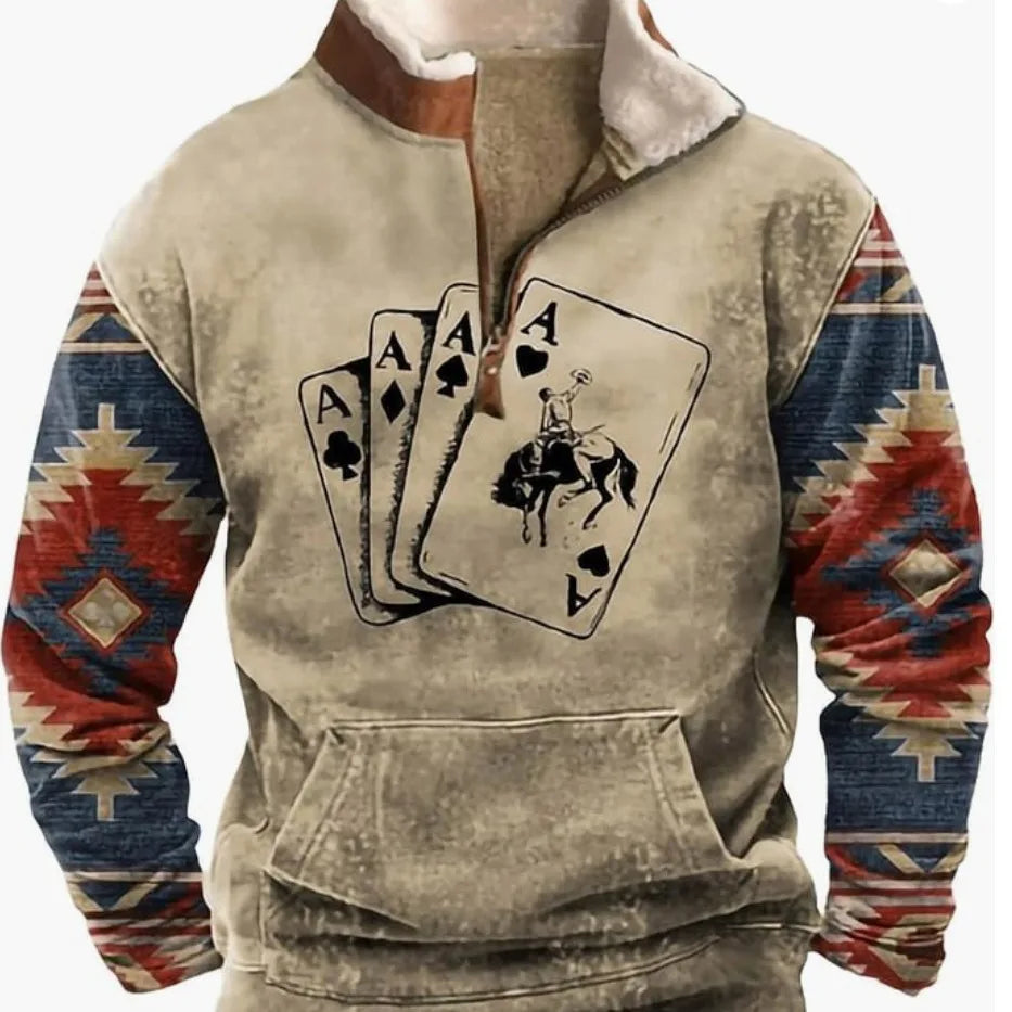 Fitspi Half Zipper Sweater Men's Spring Autumn 3d Digital Printing Turtleneck Half Zipper Sweatshirt Jacket Wholesale