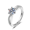 BASQUESUN Factory Wholesale Custom  a One Carat Copper Inlaid Flower Zircon Opening Light Luxury Fashion Temperament Ring