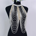 Wedding Shoulder Chain Pearl Shawl Necklace Handmade Beaded Dress Body Chain Necklace Jewelry Women