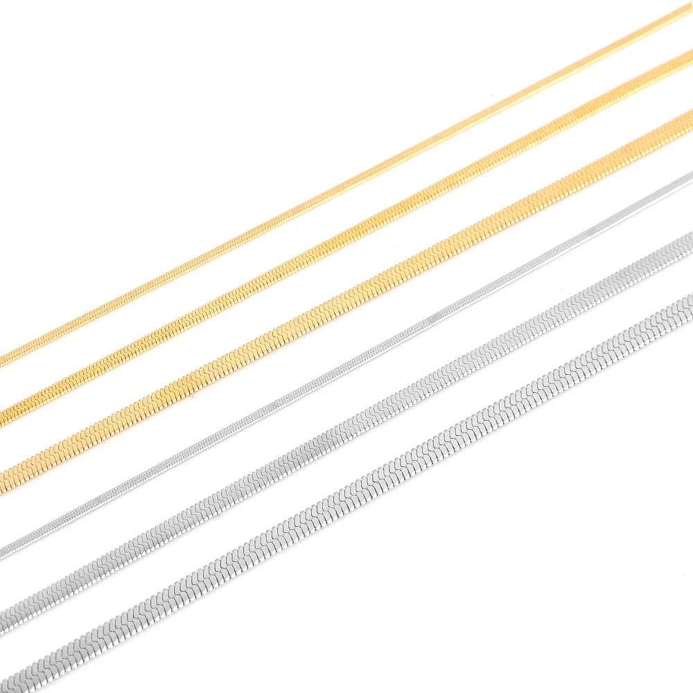 Fashion Stainless Steel Silver and 18k Gold Plated Herringbone Chain Necklace for Men and Women 2 2.5 3 4 5 6mm Wide
