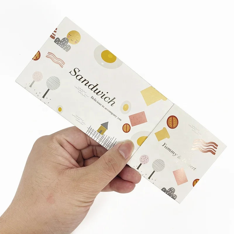 Custom Logo Printed Korean Style Egg Drop Sandwich Kraft Paper Box for Bagel Burger Sushi Catering Application