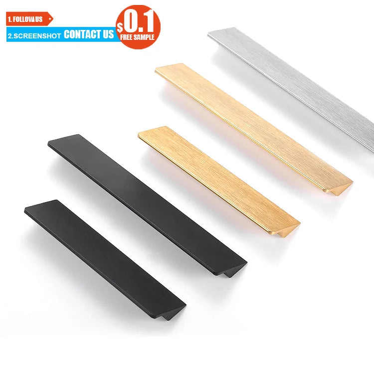 TOCO Furniture Cabinet Hidden Aluminum Edge Handle Pull Handle Gold Long Wardrobe Door Handles