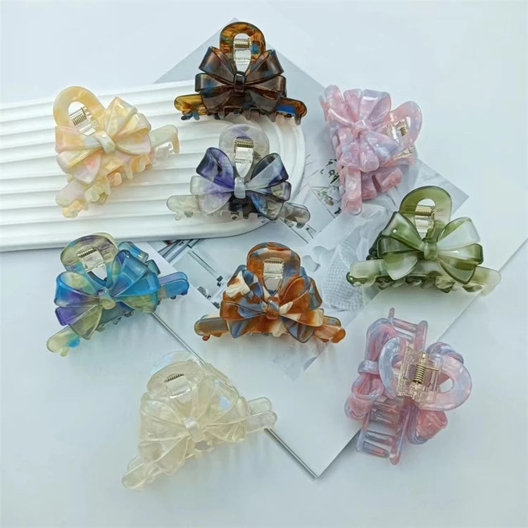 Hair Accessories With Beautiful Flower Luxury Temperament Bow Butterfly Cellulose Acetate Hair Claw Clip for Women Girls