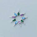 New Fashion Jewelry 925 Sterling Silver Water Drop Shape Zircon Pendants Charms for Jewelry Making