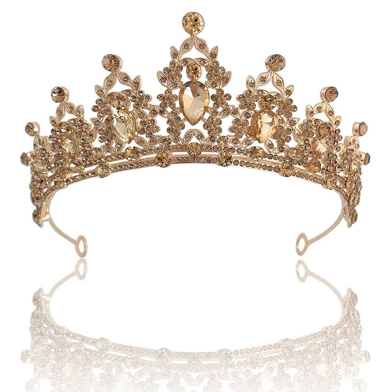 OEM Baroque Fashion Coronas Para Reinas De Belleza 15cm Wedding Tiara Bridal Crown Popular Alloy Rhinestones Head Piece Tiara