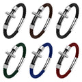 Fashion Cross Woven Bracelets Custom Length Stainless Steel Bracelets with Magnetic Clasp for Men's Gift