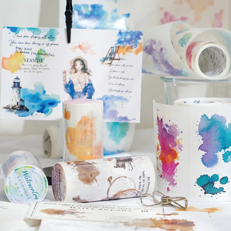 2M/Roll Tape Watercolor Fantasy Series Watercolor Underpainting DIY Materials Decorative Recycled Stickers