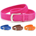 Comfortable Adjustable Leather End Tip Men's Elastic Braided Stretch Knit Belt for Women Jeans Golf Pants Shorts