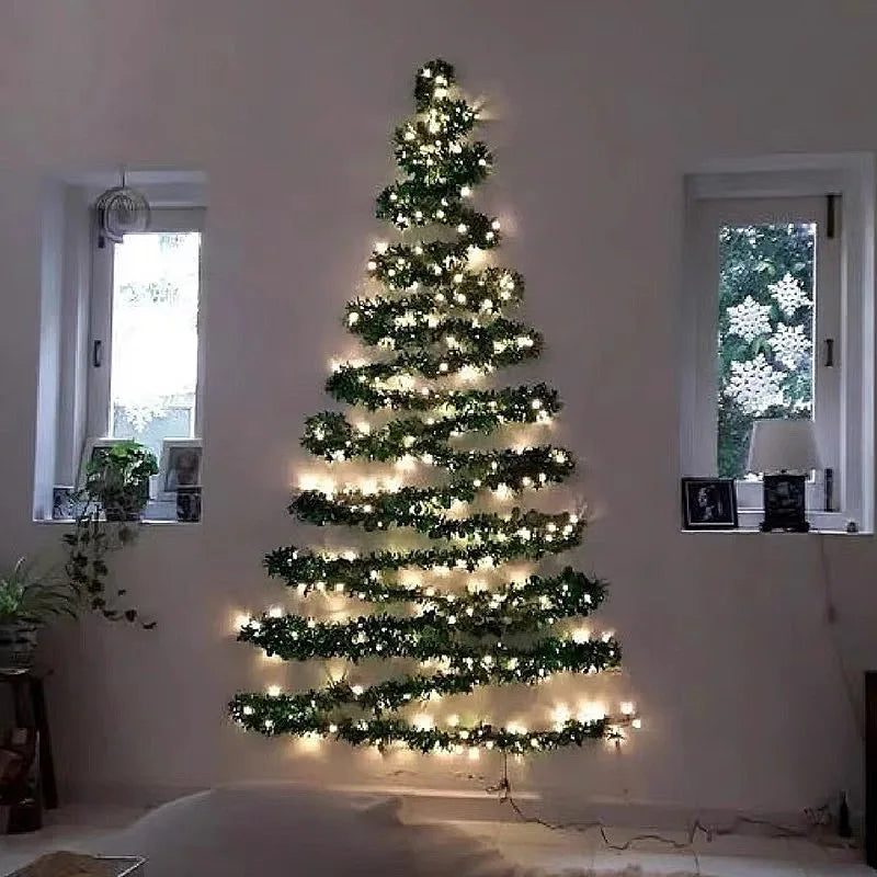 New Christmas Vine Lamp DIY Wall Mounted Christmas Tree Festival Atmosphere Decorative Lamp Showcase Indoor and Outdoor