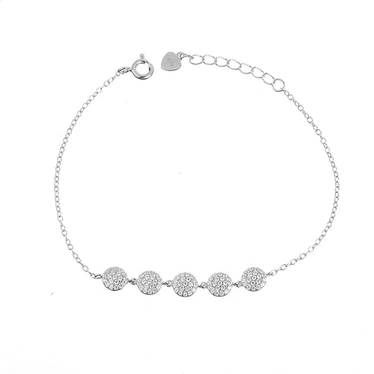 Popular Custom Rhodium Plated Classic Chain Women's Charm 925 Sterling Silver Jewelry Bracelet for Gift & Party Occasions