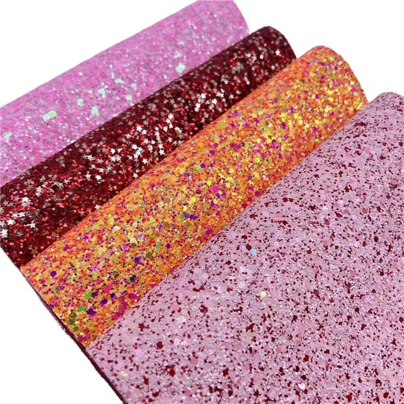 Christmas Chunky Glitter Vinyl Fabric for Shoes Bags Bows