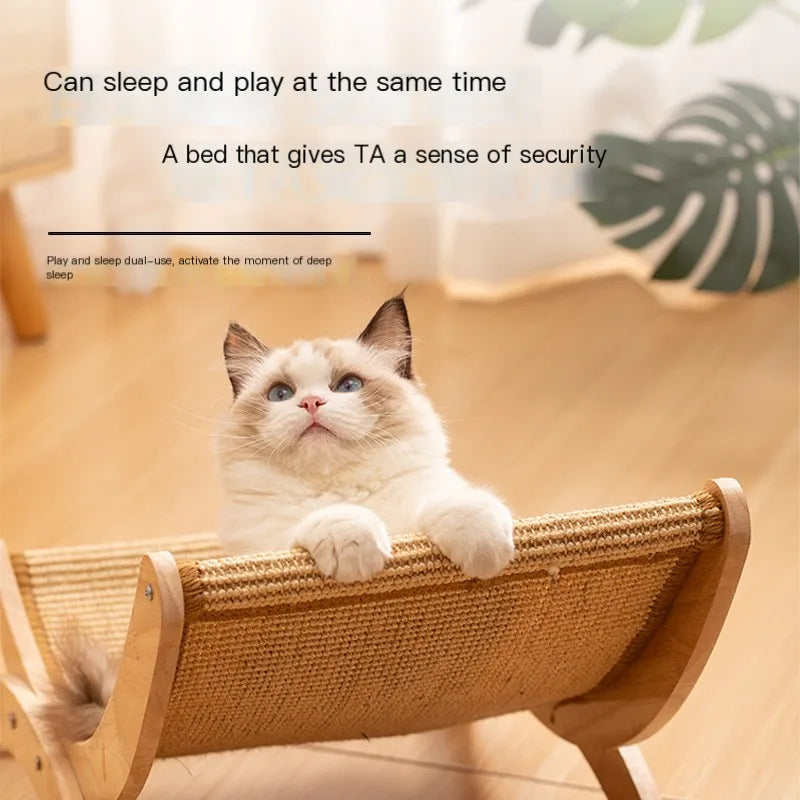 Factory Direct Sales of Natural Wood Colored Cat Rocking Chairs That Are Scratch Resistant Durable and Do Not Shed Debris