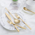 Light Luxury Square Handle Matte Gold Flatware Set Stainless Steel Silverware Steak Knife Fork Spoon Wedding Cutlery Set