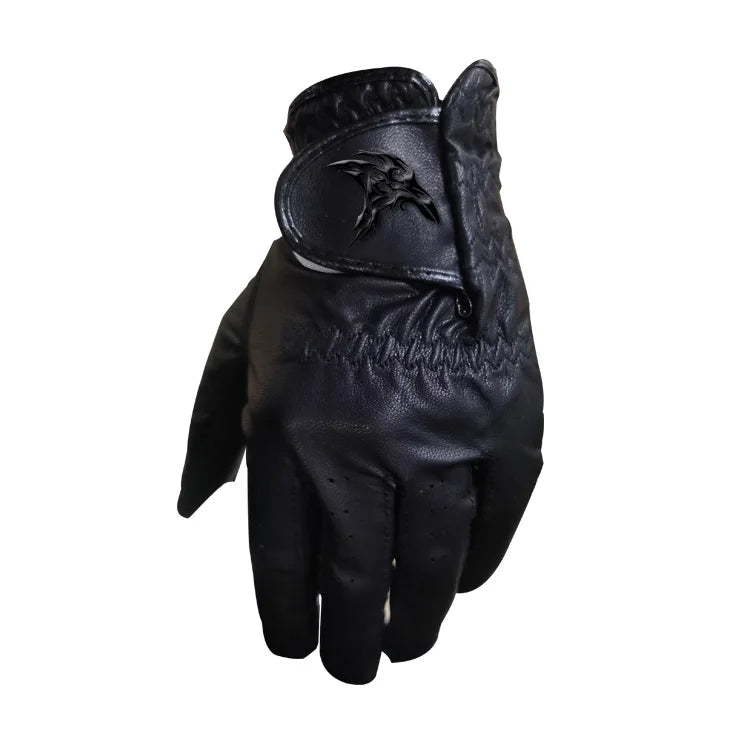 All Black Custom Color and Logo Soft Cabretta Leather Golf Gloves With Cool Feel